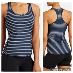Athleta top shine navy white stripe chi racerback tank  XXS NWOT